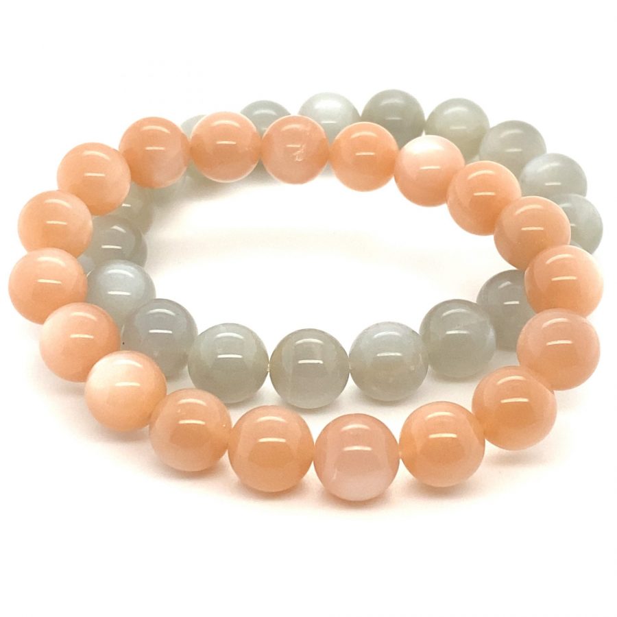 Moonstone Round Polished Beads Bracelet Size