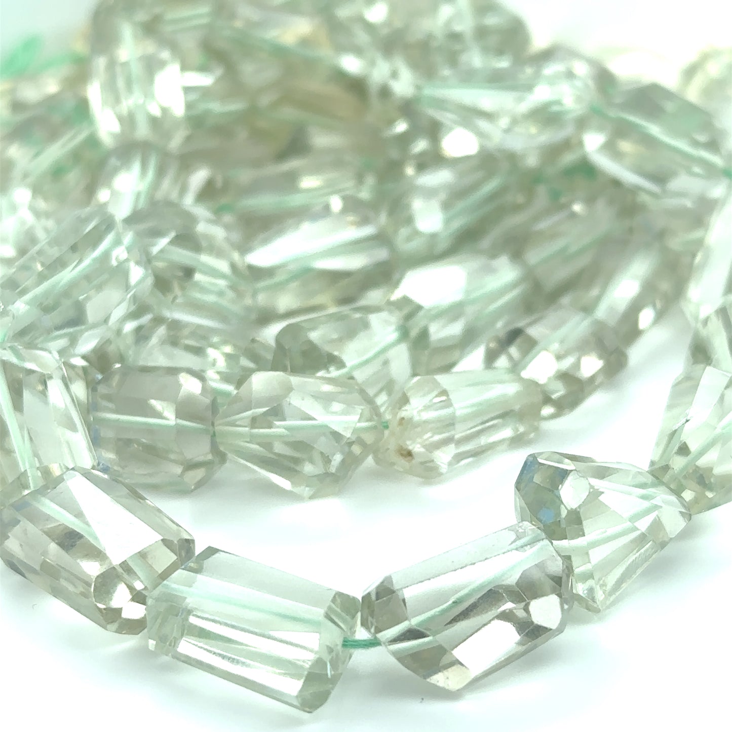Prasiolite Tumble Facet Beads