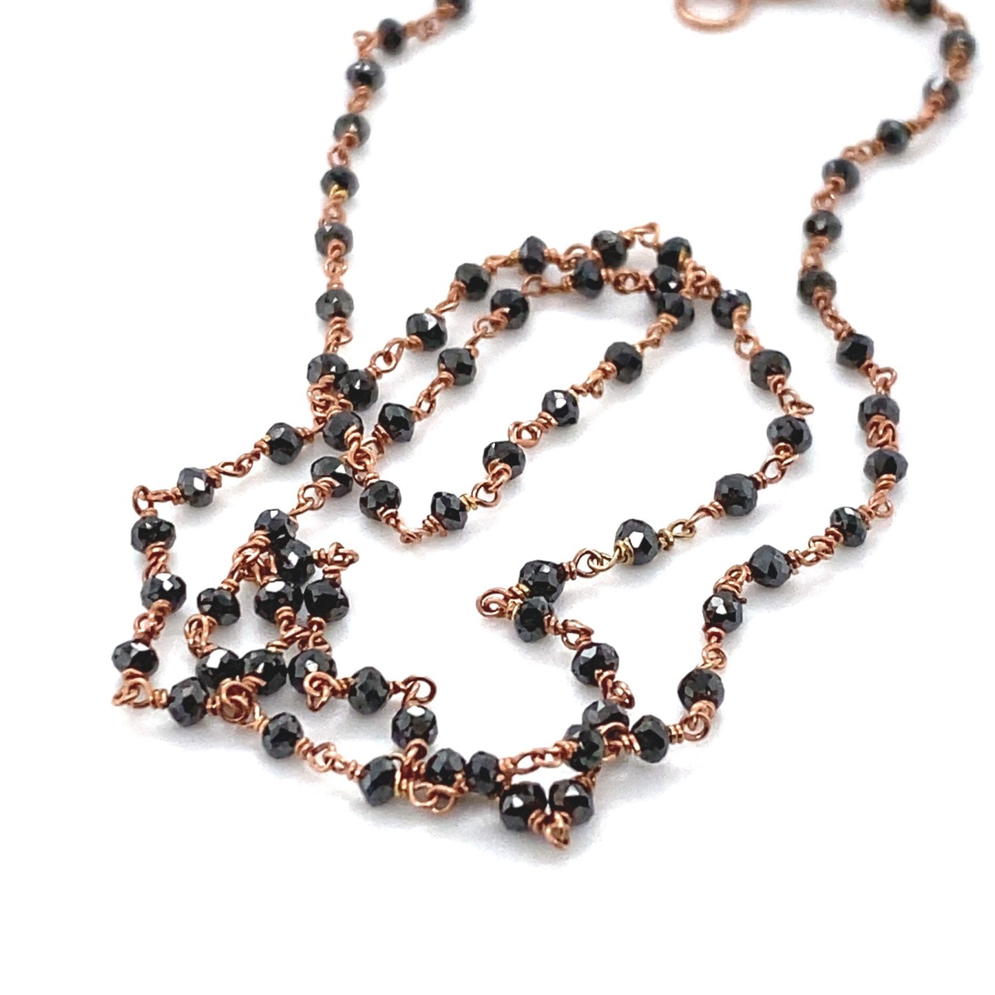 Diamond Beads Black Facet with 18ct Gold Wire