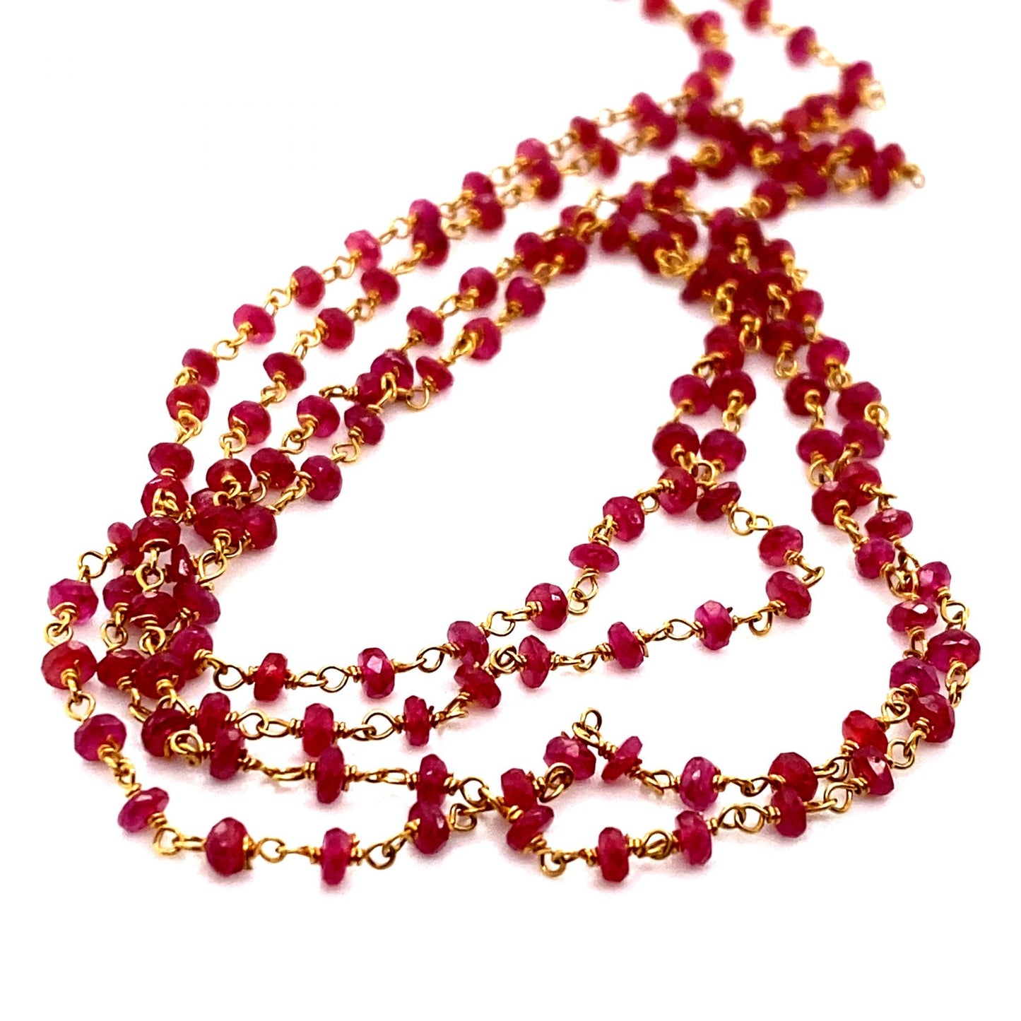 Ruby Facet Beads with 18ct Gold Wire