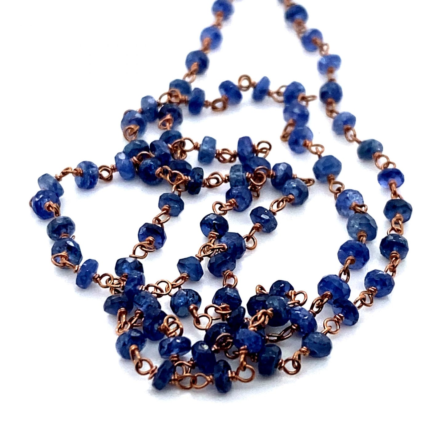 Sapphire Blue Facet Beads with 18ct Gold Wire
