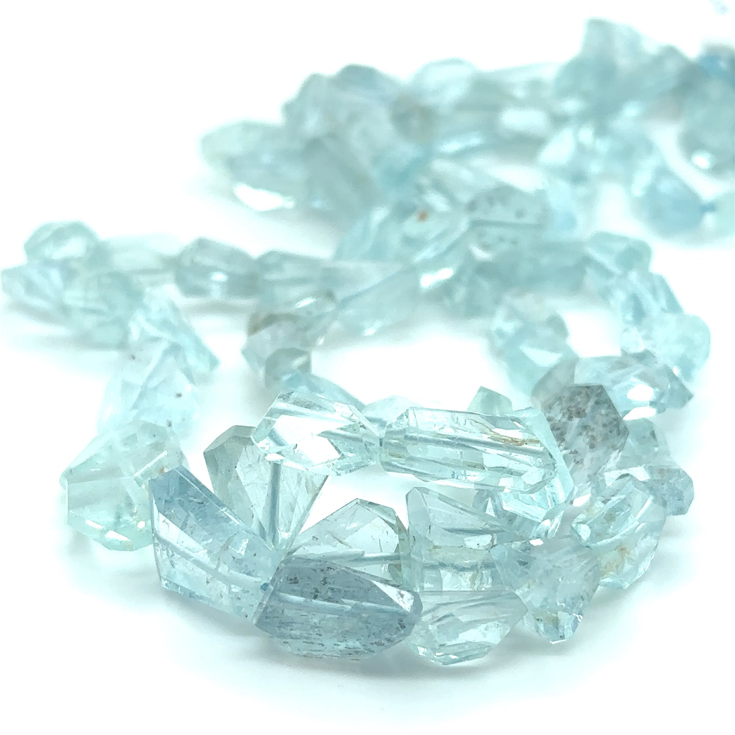 Aquamarine Tumble Facet Beads