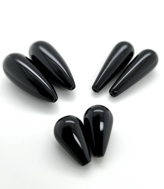 Black Onyx Briolette and Polished Drops