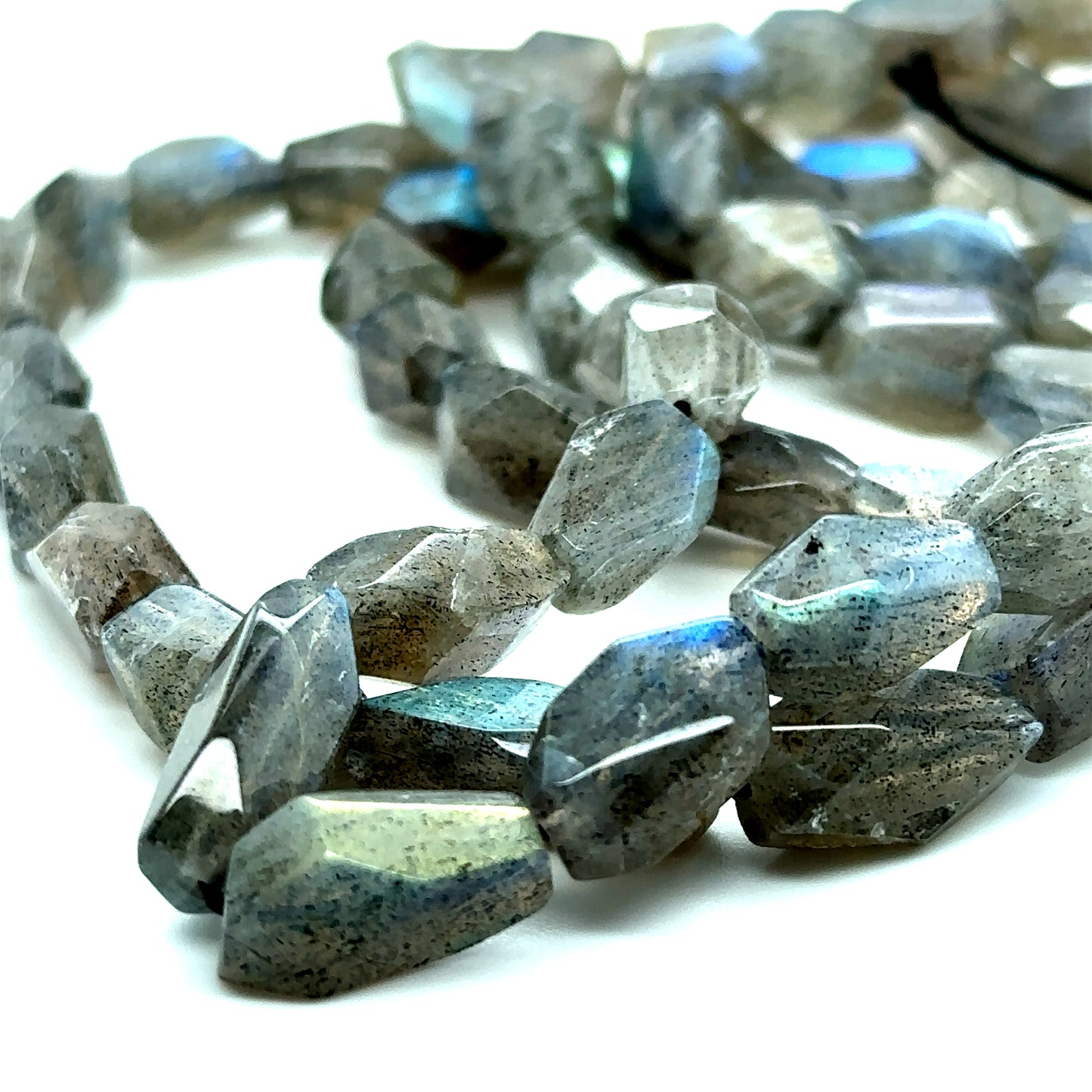 Labradorite Tumble Facet Beads