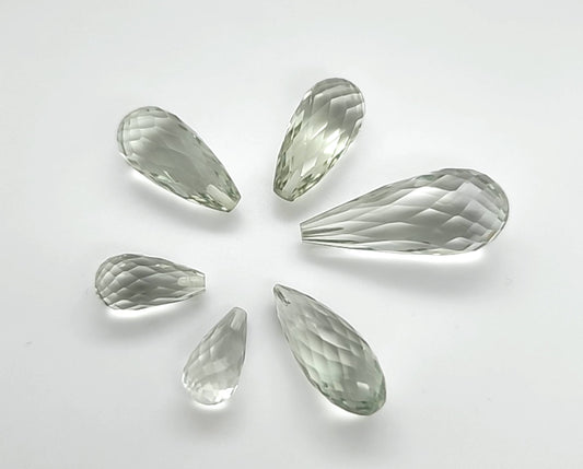 Prasiolite Briolette and Polished Drops