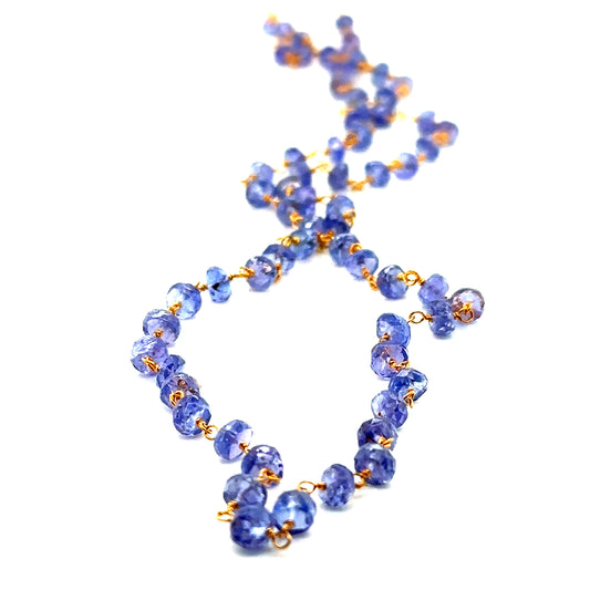 Tanzanite Facet Beads with 18ct Gold Wire