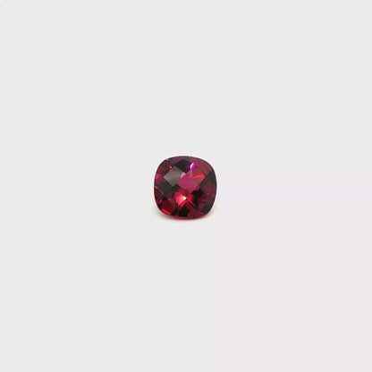 Rhodolite Checkerboard Square Cushion 3.476ct