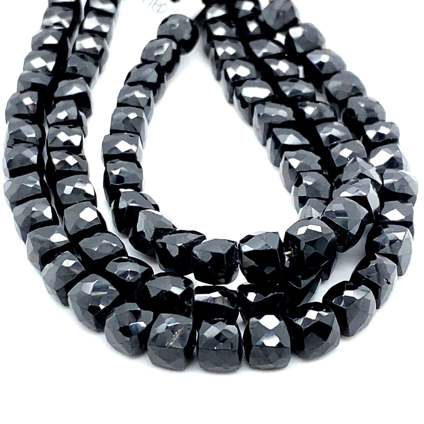 Black Onyx Cube Facet Beads