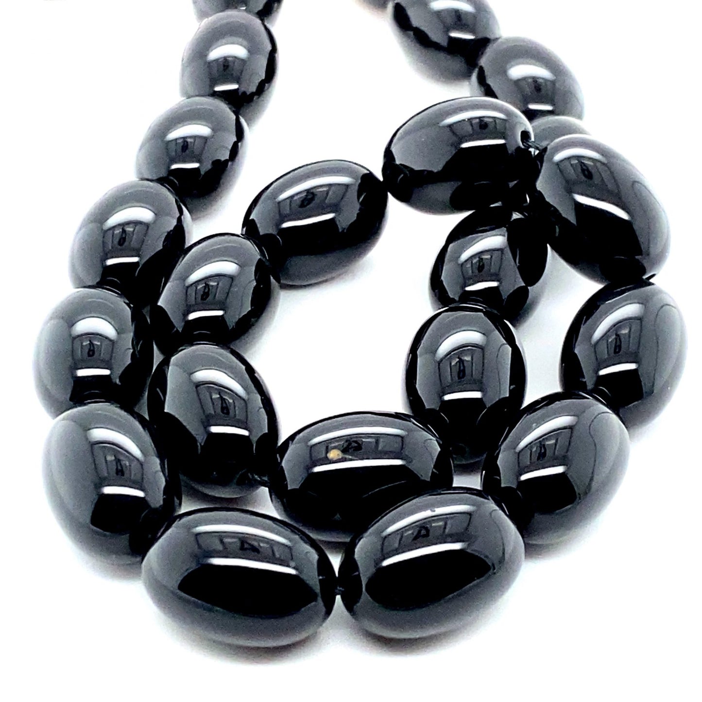 Black Onyx Oval Polished Beads