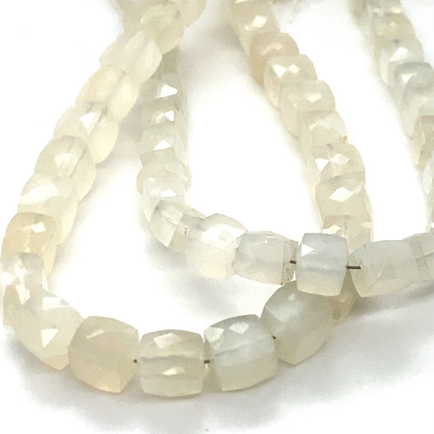 Moonstone Cube Faceted Beads