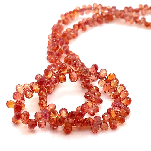 Sapphire Orange Briolette Beads