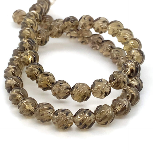 Smokey Quartz Carved Beads Medium