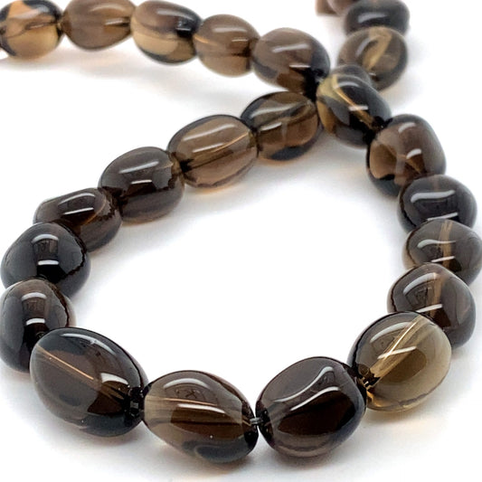 Smokey Quartz Large Oval Pebble Beads