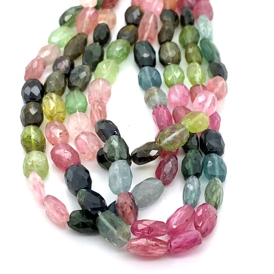 Tourmaline Flat Oval Facet Beads